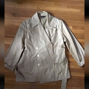 Michael Kors Ladies Medium Solid Gold / Tan Double Breasted Rain Coat,Some Flaws